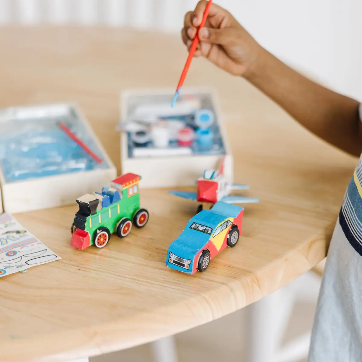 Melissa & Doug Decorate-Your-Own Wooden Craft Kits Set - Plane, Train, and Race Car | Creative, Screen-Free Fun for Kids - view 9