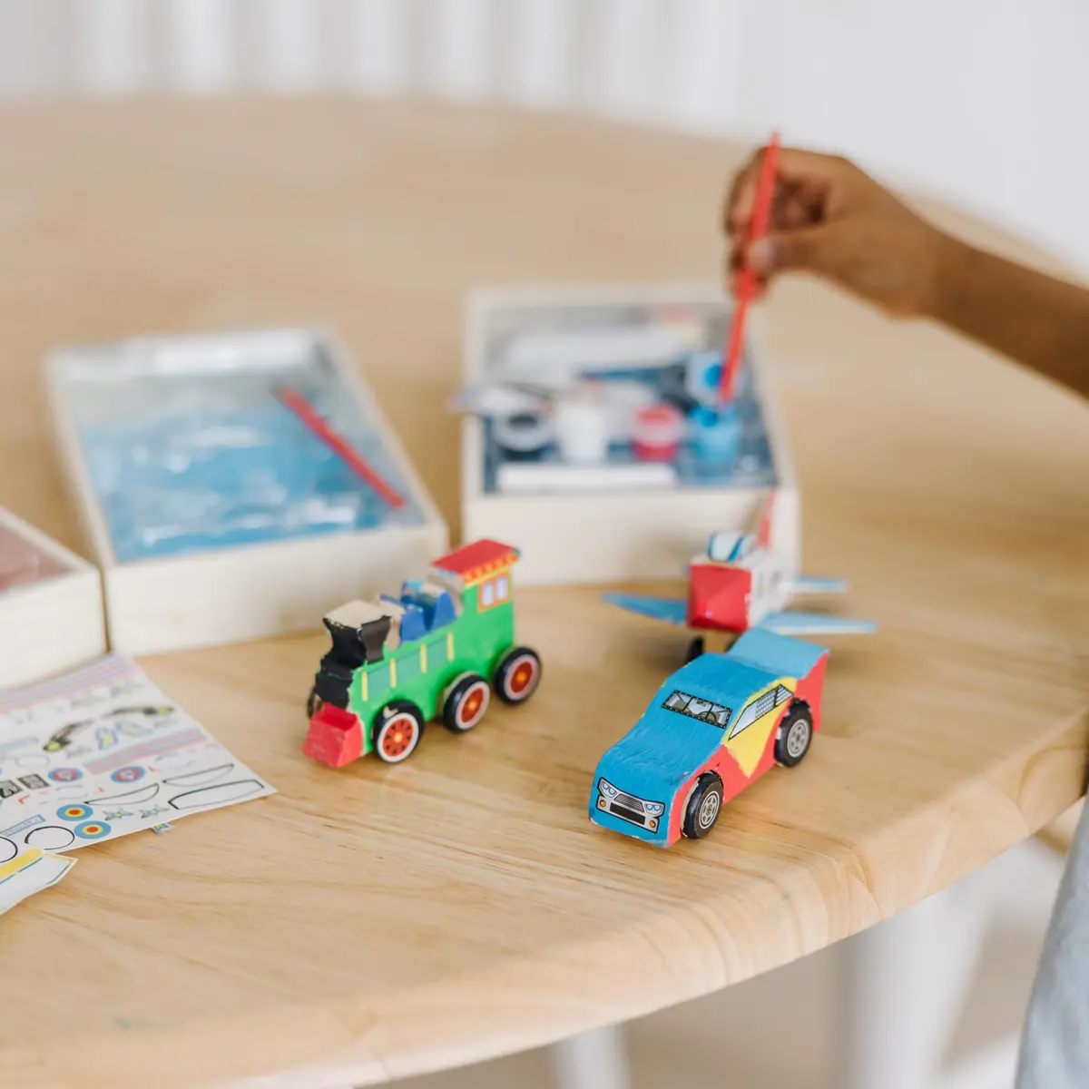 Melissa & Doug Decorate-Your-Own Wooden Craft Kits Set - Plane, Train, and Race Car | Creative, Screen-Free Fun for Kids - view 2