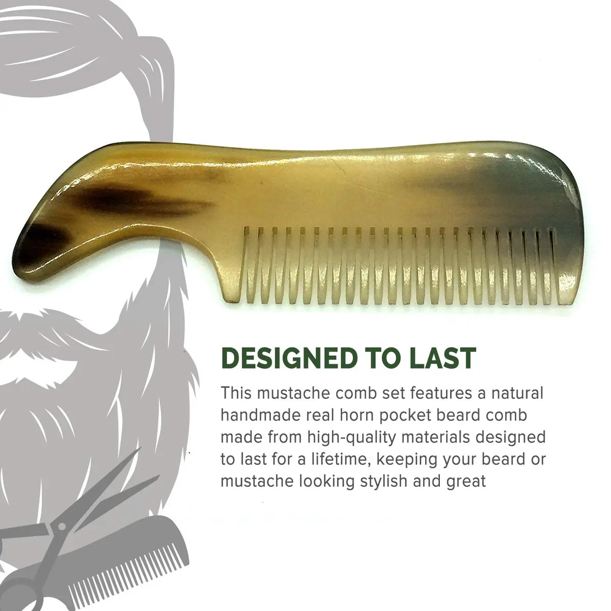 Lucky Franc's Handmade Ox Horn Fine Tooth Comb for Men | Static-Free Pocket Size Gift - view 2