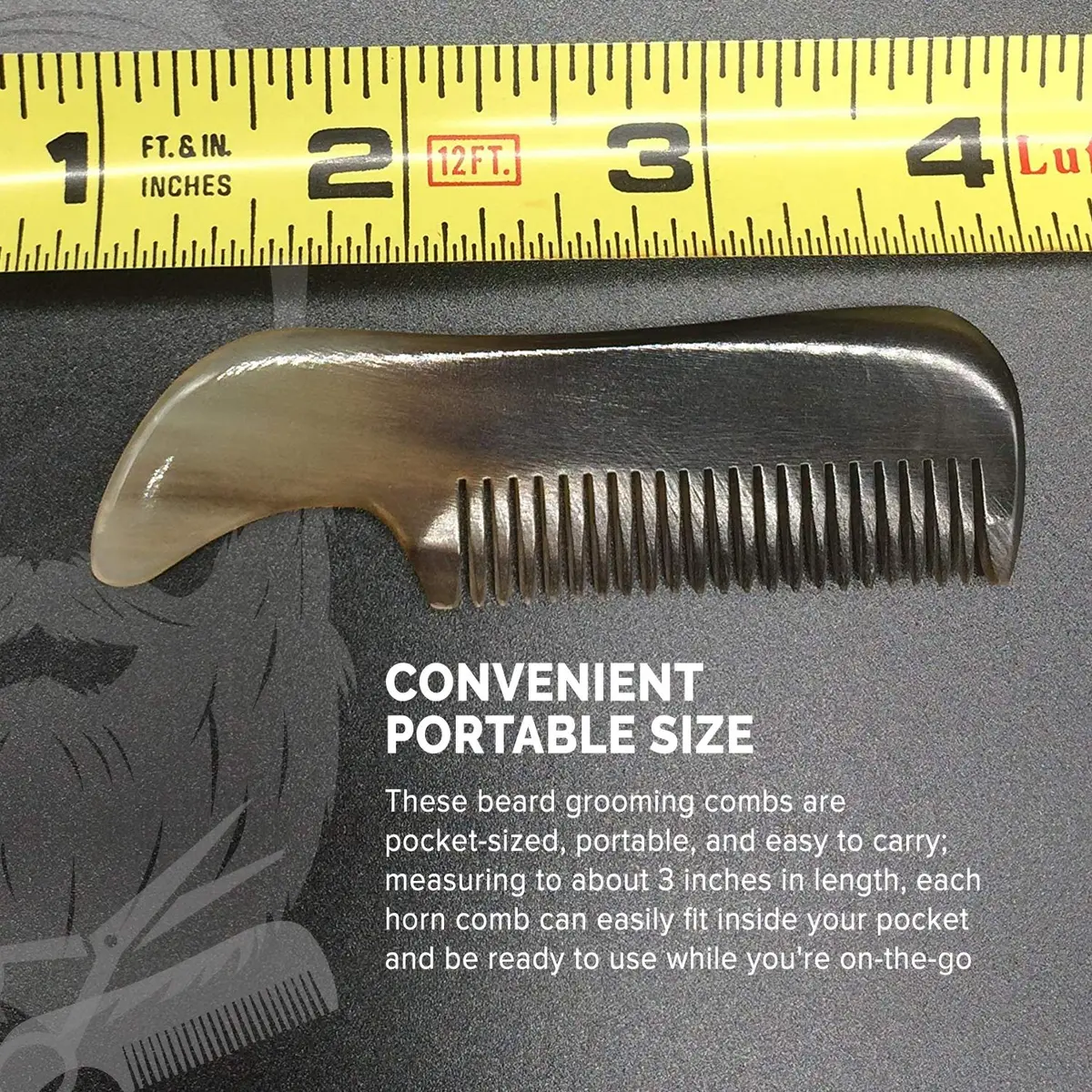 Lucky Franc's Handmade Ox Horn Fine Tooth Comb for Men | Static-Free Pocket Size Gift - view 4