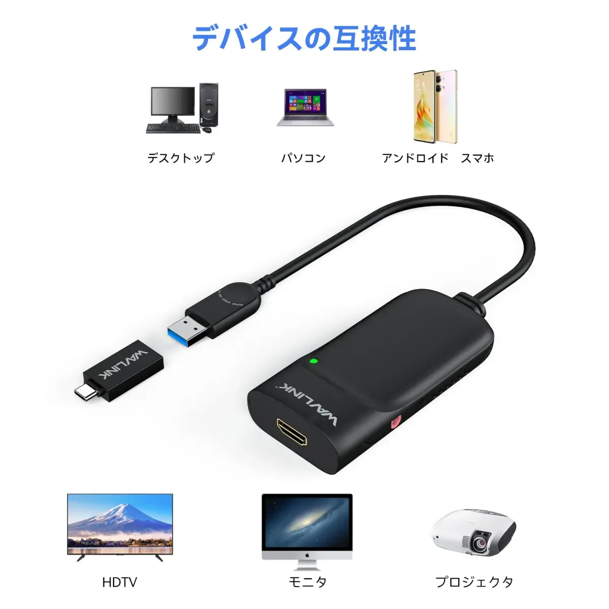 WAVLINK USB C to HDMI Adapter 2.0 1080p@60Hz | Supports up to 6 Monitors | Works with Windows, macOS M1/M5, ChromeOS - view 3