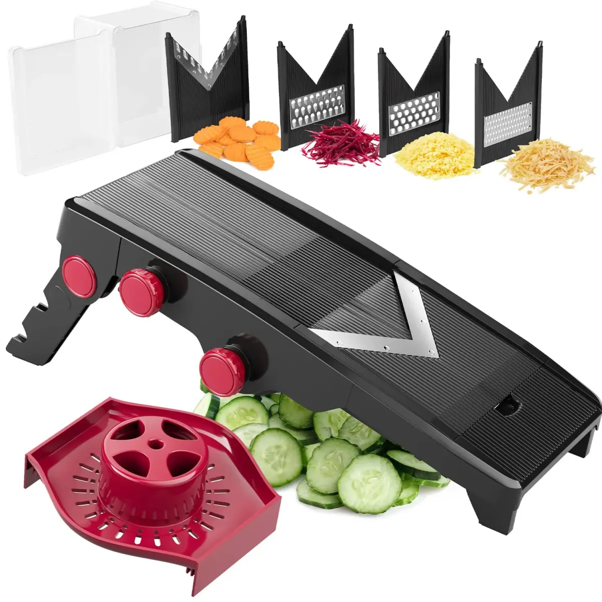 Mueller Austria V-Pro Mandoline Slicer Black | Adjustable Vegetable Chopper, Fruit, Cheese Grater, Potato Chips Slicer - main product image