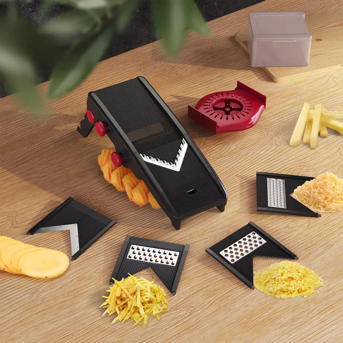 Mueller Austria V-Pro Mandoline Slicer Black | Adjustable Vegetable Chopper, Fruit, Cheese Grater, Potato Chips Slicer - view 9