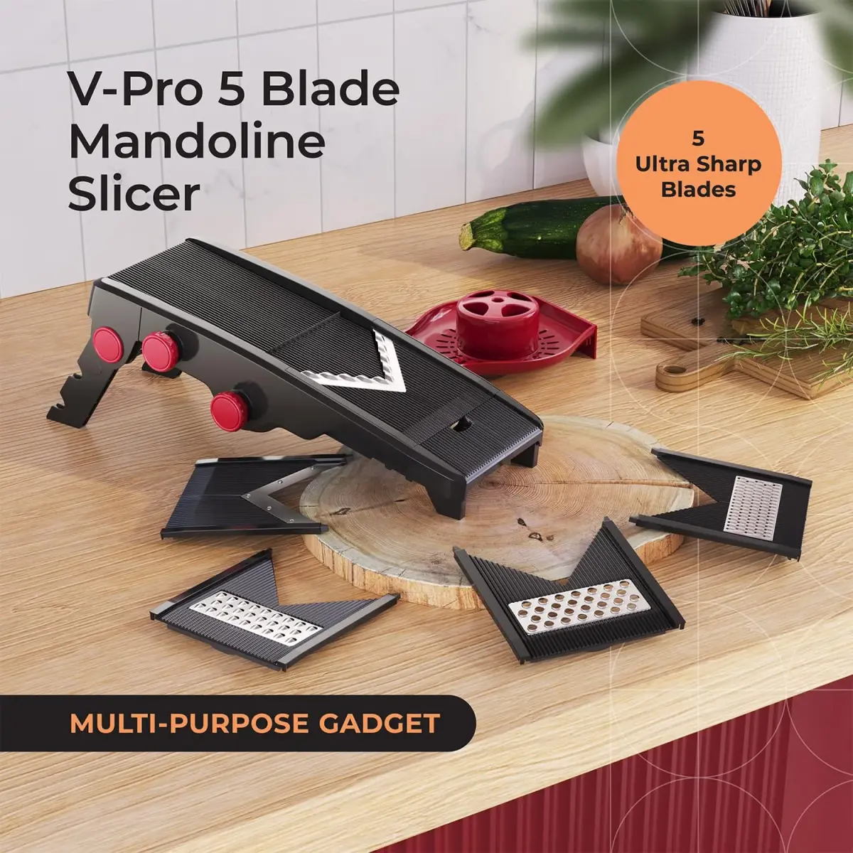 Mueller Austria V-Pro Mandoline Slicer Black | Adjustable Vegetable Chopper, Fruit, Cheese Grater, Potato Chips Slicer - view 2