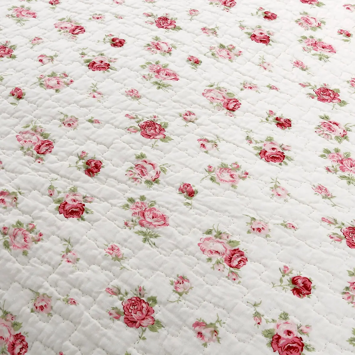 Cozy Line Home Fashions Pink Rose Garden Floral 100% Cotton Reversible Coverlet Bedspread Quilt Bedding Set (Ivory Rose, King) - view 5