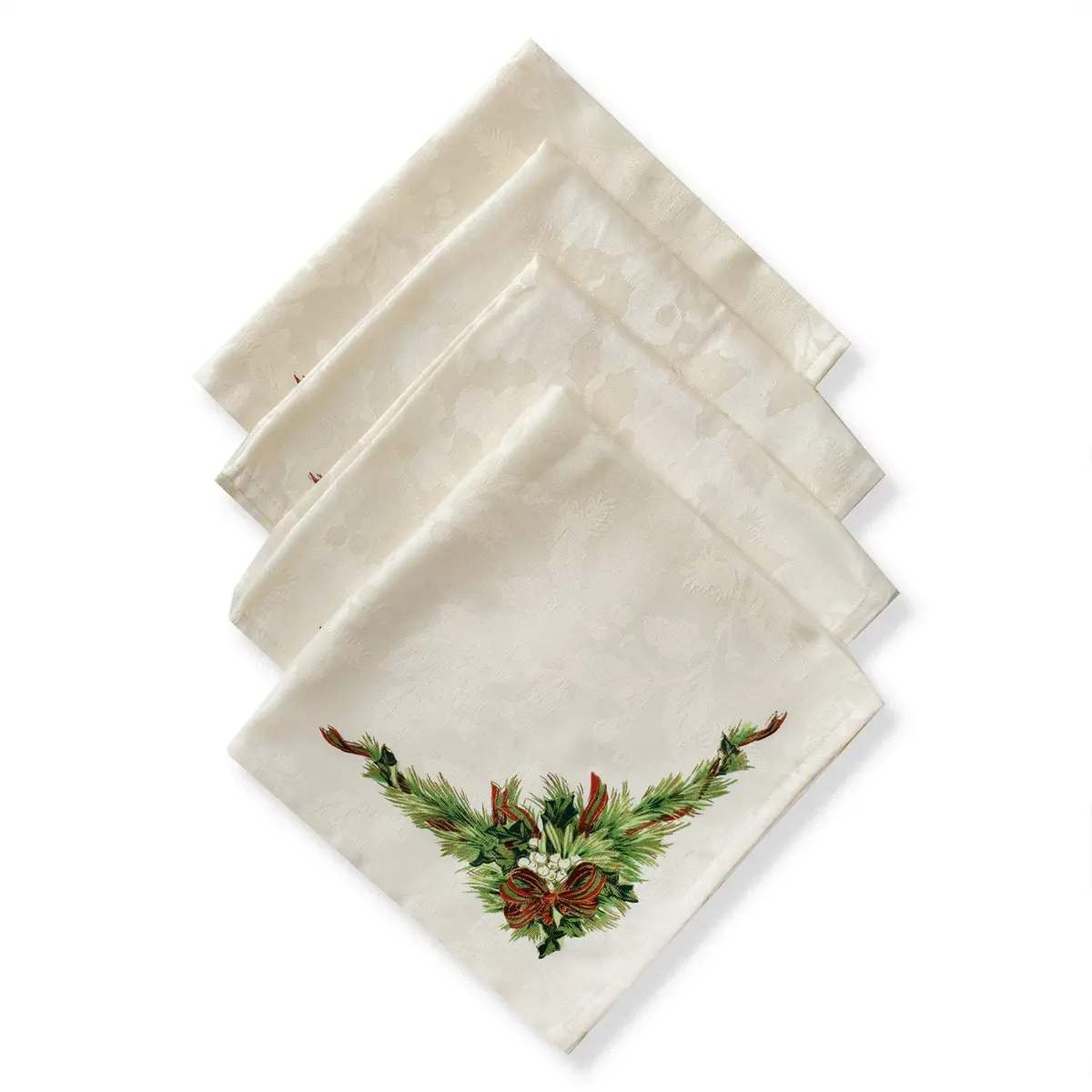 Benson Mills Christmas Ribbons Set of 4 Napkins (19" x 19") | Elegant Holiday Table Decor with Jacquard Fabric - main product image