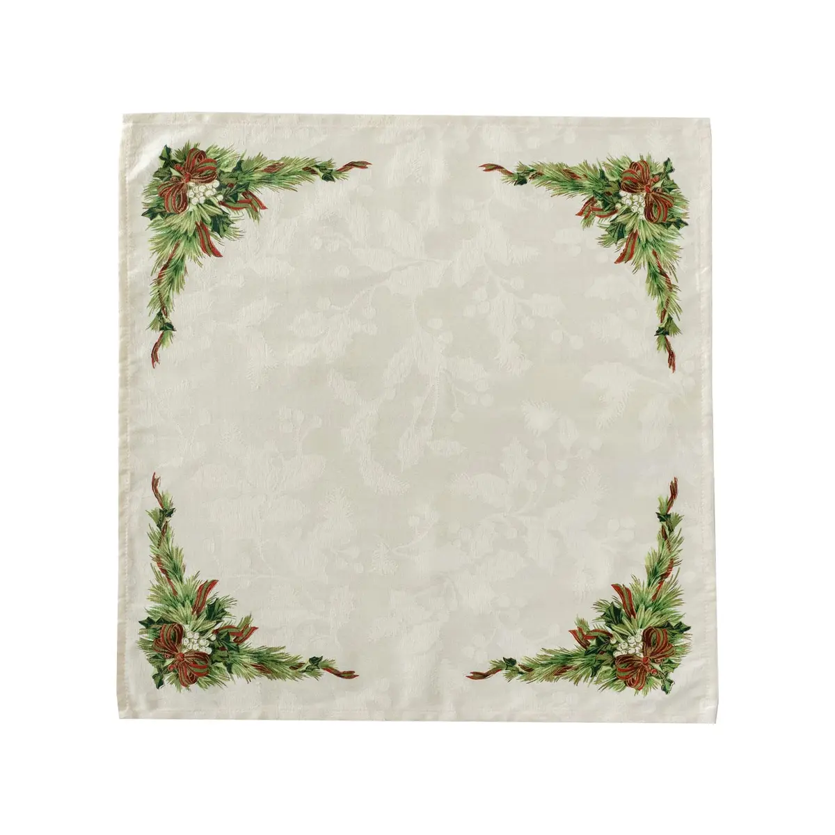 Benson Mills Christmas Ribbons Set of 4 Napkins (19" x 19") | Elegant Holiday Table Decor with Jacquard Fabric - view 2