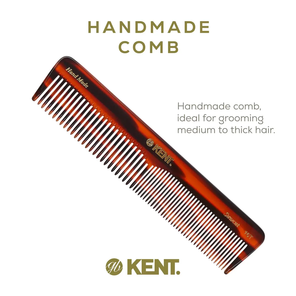 Kent 16T Tortoise Shell Handmade Dressing Comb 18.3 cm (7.2 Inch) 3-Pack | Detangles Thick, Curly, Wavy Hair - view 3