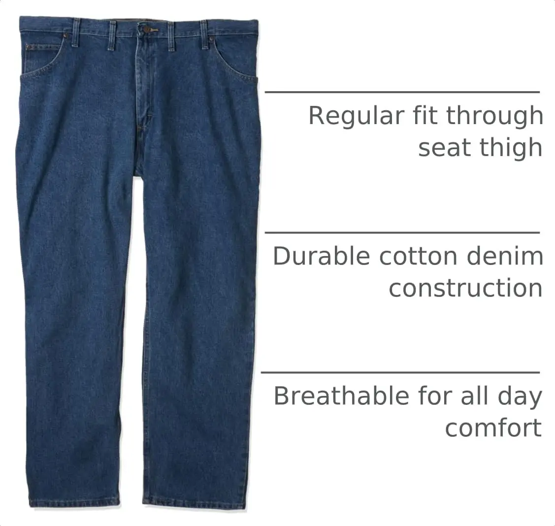 Wrangler Classic 5-pocket Regular Fit Cotton Jean, Stonewash Mid, 28W x 30L | Timeless Comfort & Durability - view 4