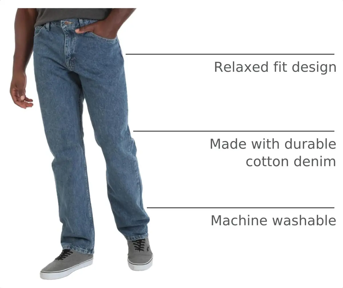 Wrangler Authentics Classic 5-pocket Relaxed Fit Cotton Jean 54W (137cm) | Vintage Stonewash, Big & Tall - view 4