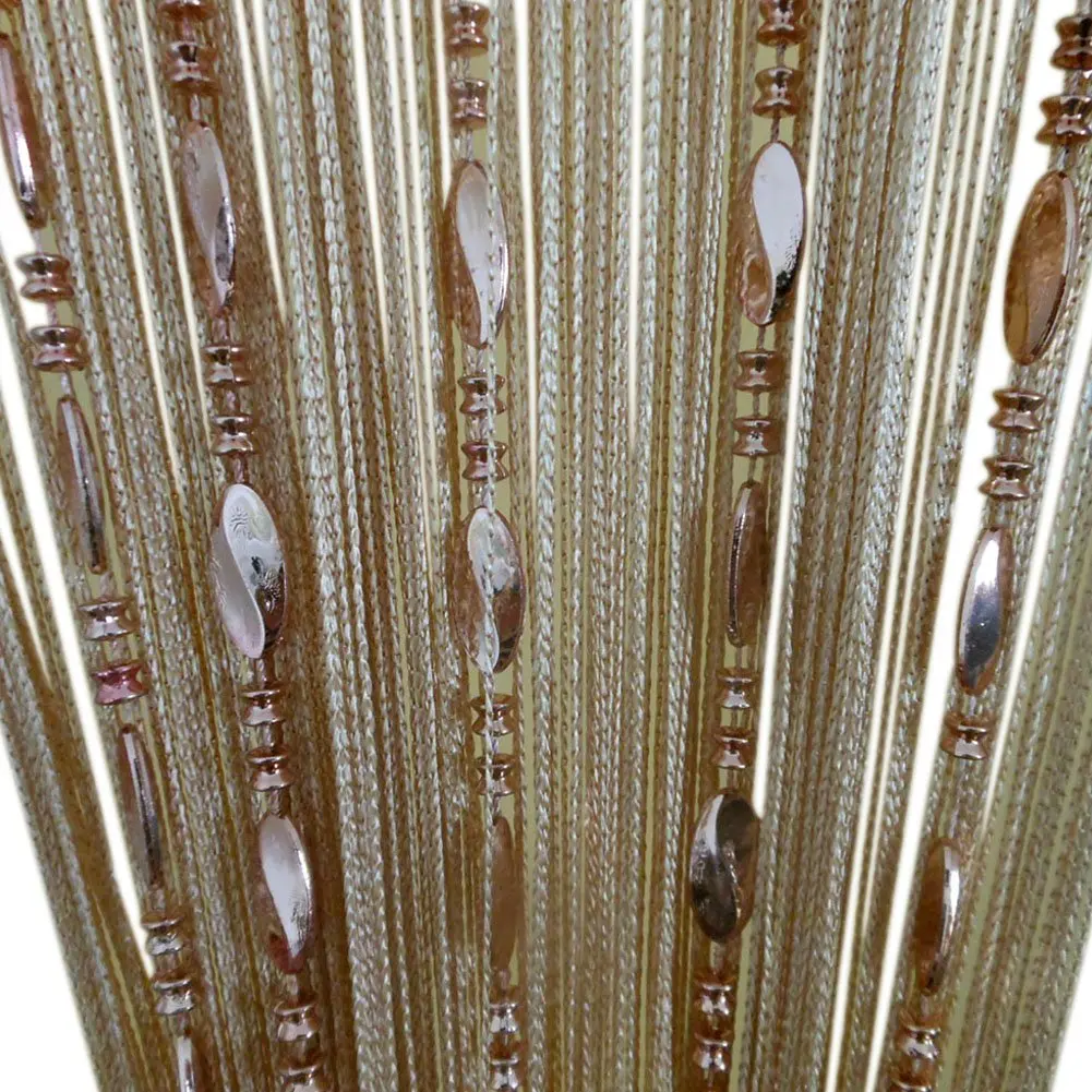 ZiDeTang Beaded Door Curtain Fringe Tassel Living Room Divider 39.3" x 78.5" | Champagne - main product image
