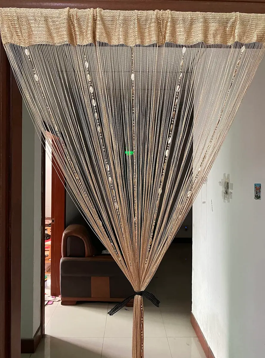 ZiDeTang Beaded Door Curtain Fringe Tassel Living Room Divider 39.3" x 78.5" | Champagne - view 5
