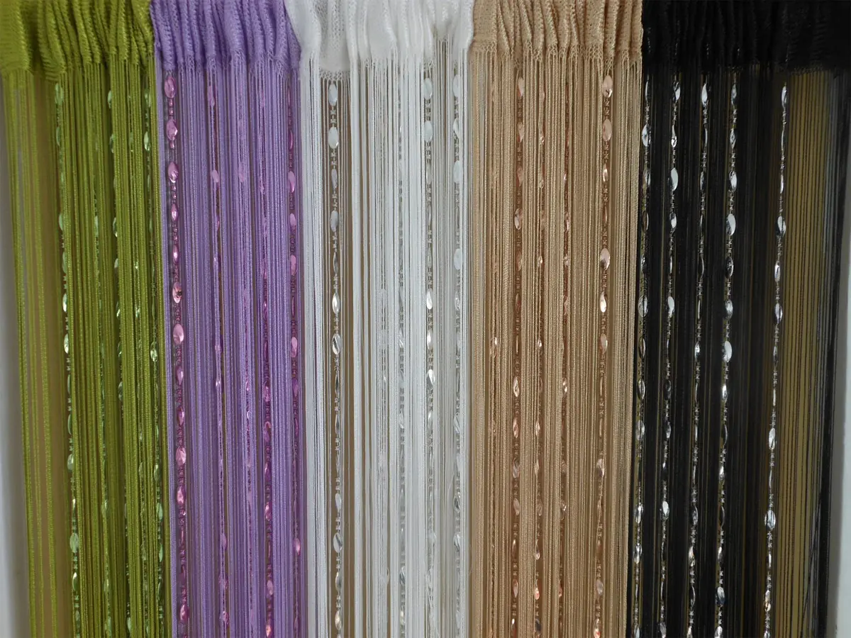 ZiDeTang Beaded Door Curtain Fringe Tassel Living Room Divider 39.3" x 78.5" | Champagne - view 7
