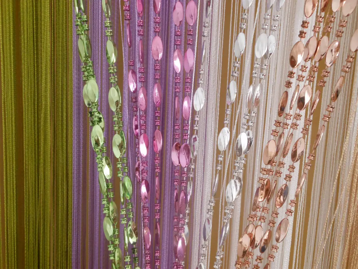 ZiDeTang Beaded Door Curtain Fringe Tassel Living Room Divider 39.3" x 78.5" | Champagne - view 8