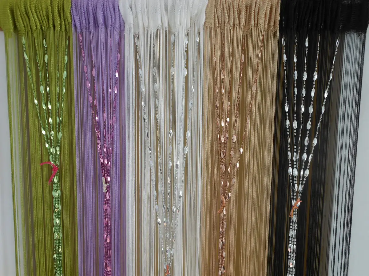 ZiDeTang Beaded Door Curtain Fringe Tassel Living Room Divider 39.3" x 78.5" | Champagne - view 9