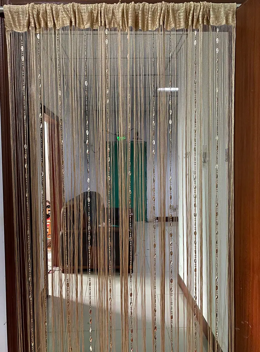 ZiDeTang Beaded Door Curtain Fringe Tassel Living Room Divider 39.3" x 78.5" | Champagne - view 2