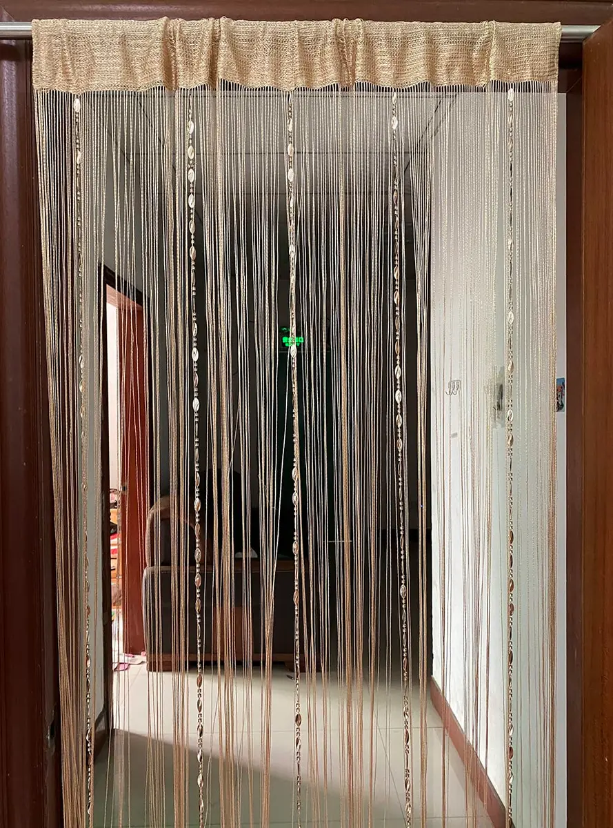 ZiDeTang Beaded Door Curtain Fringe Tassel Living Room Divider 39.3" x 78.5" | Champagne - view 3