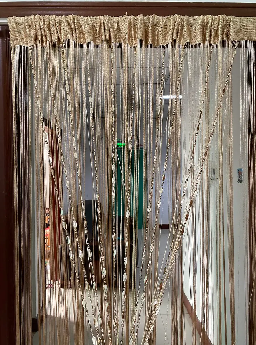 ZiDeTang Beaded Door Curtain Fringe Tassel Living Room Divider 39.3" x 78.5" | Champagne - view 4
