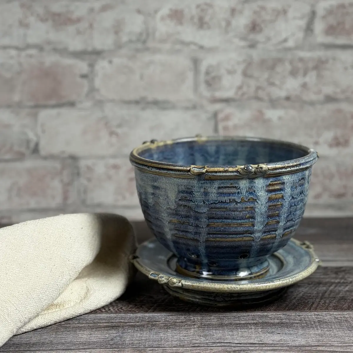Anthony Stoneware Berry Bowl Set 2-piece French Blue | Handmade, Food-Safe Artisan Pottery - view 2