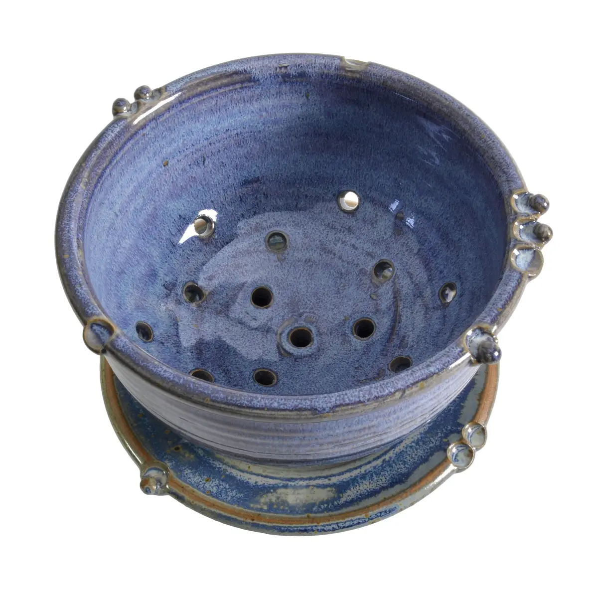 Anthony Stoneware Berry Bowl Set 2-piece French Blue | Handmade, Food-Safe Artisan Pottery - view 3