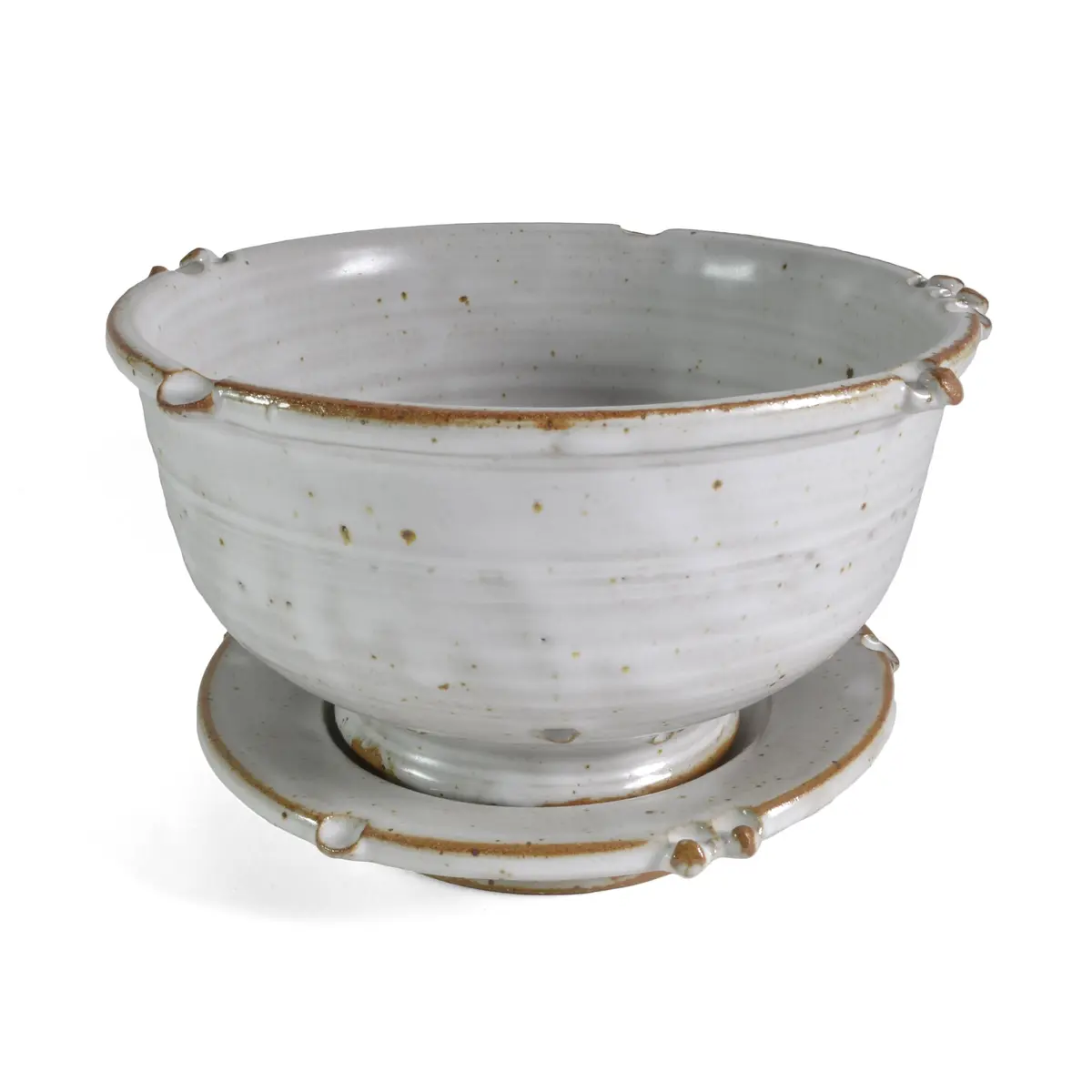 Anthony Stoneware 2-piece Berry Bowl Set, White | Handmade Artisan Pottery for Rinsing & Serving - main product image