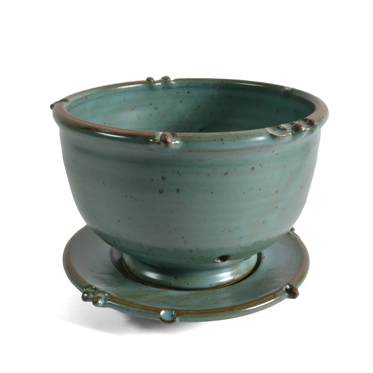 Anthony Stoneware 2-piece Berry Bowl Set, Teal | Handmade Ceramic Serving & Rinsing Bowls - main product image