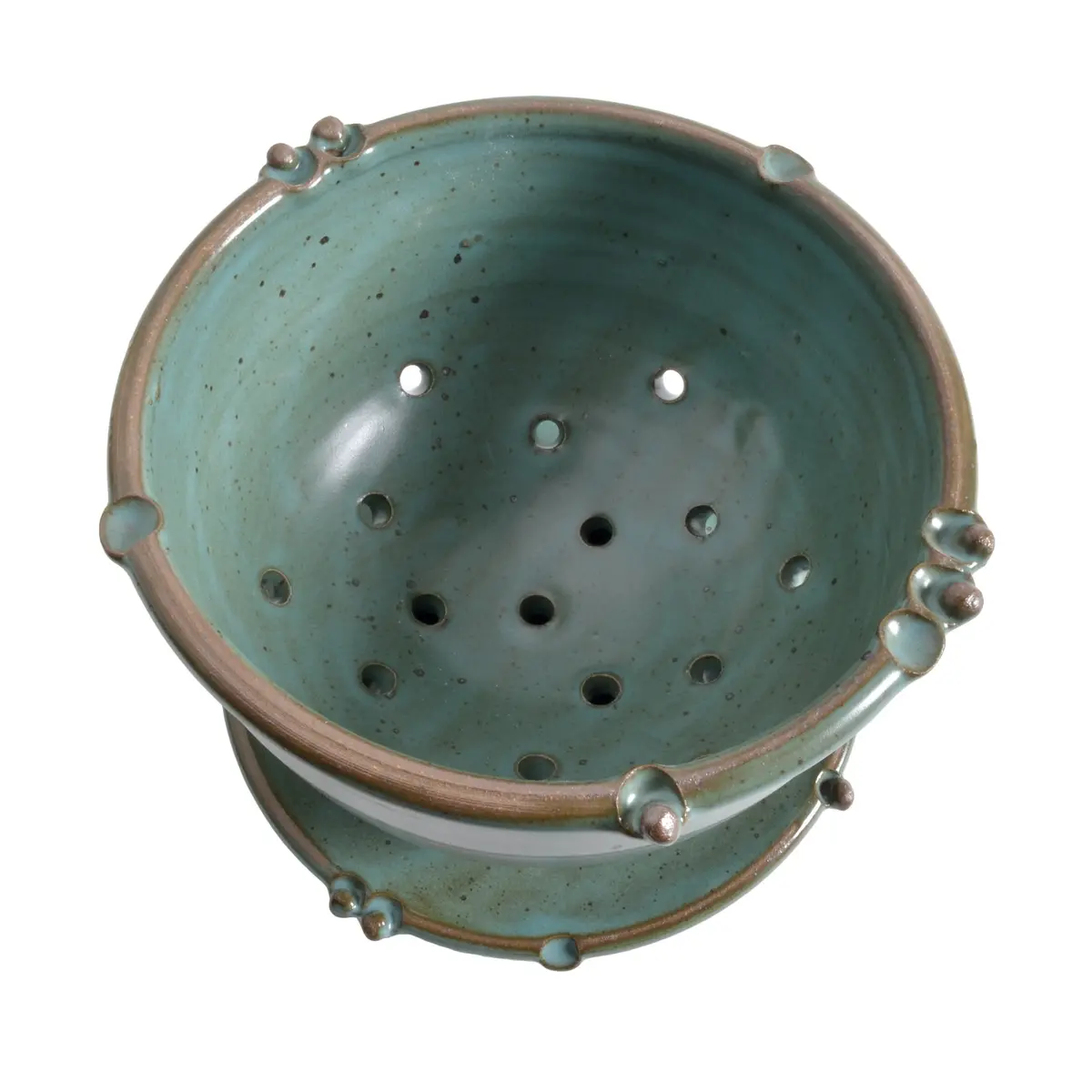 Anthony Stoneware 2-piece Berry Bowl Set, Teal | Handmade Ceramic Serving & Rinsing Bowls - view 2
