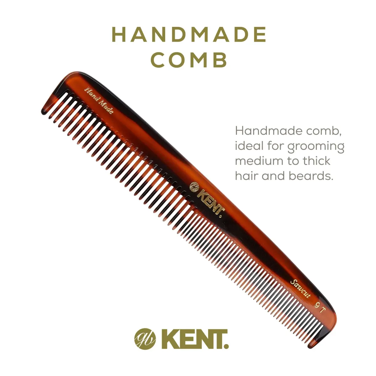 Kent 9T Tortoise Fine and Wide Tooth Comb 3 Pack | Handmade Cellulose Acetate Detangler for Wet and Dry Hair - view 3