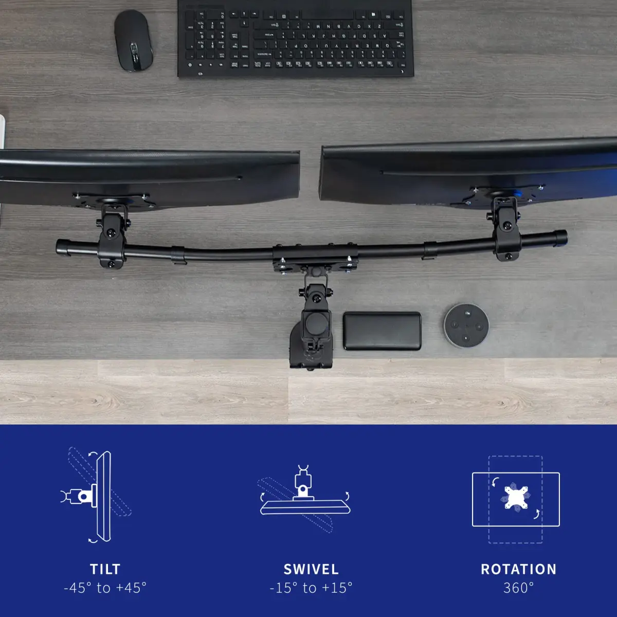 VIVO Dual VESA Bracket Adapter MOUNT-VW02A for 2 Monitors up to 27" | Supports 75x75mm & 100x100mm VESA - view 5