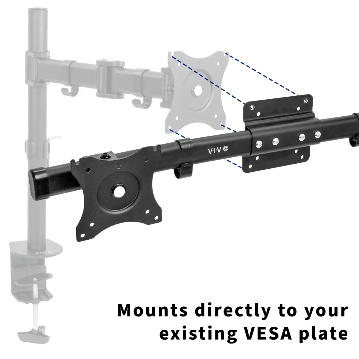 VIVO Dual VESA Bracket Adapter MOUNT-VW02A for 2 Monitors up to 27" | Supports 75x75mm & 100x100mm VESA - view 4