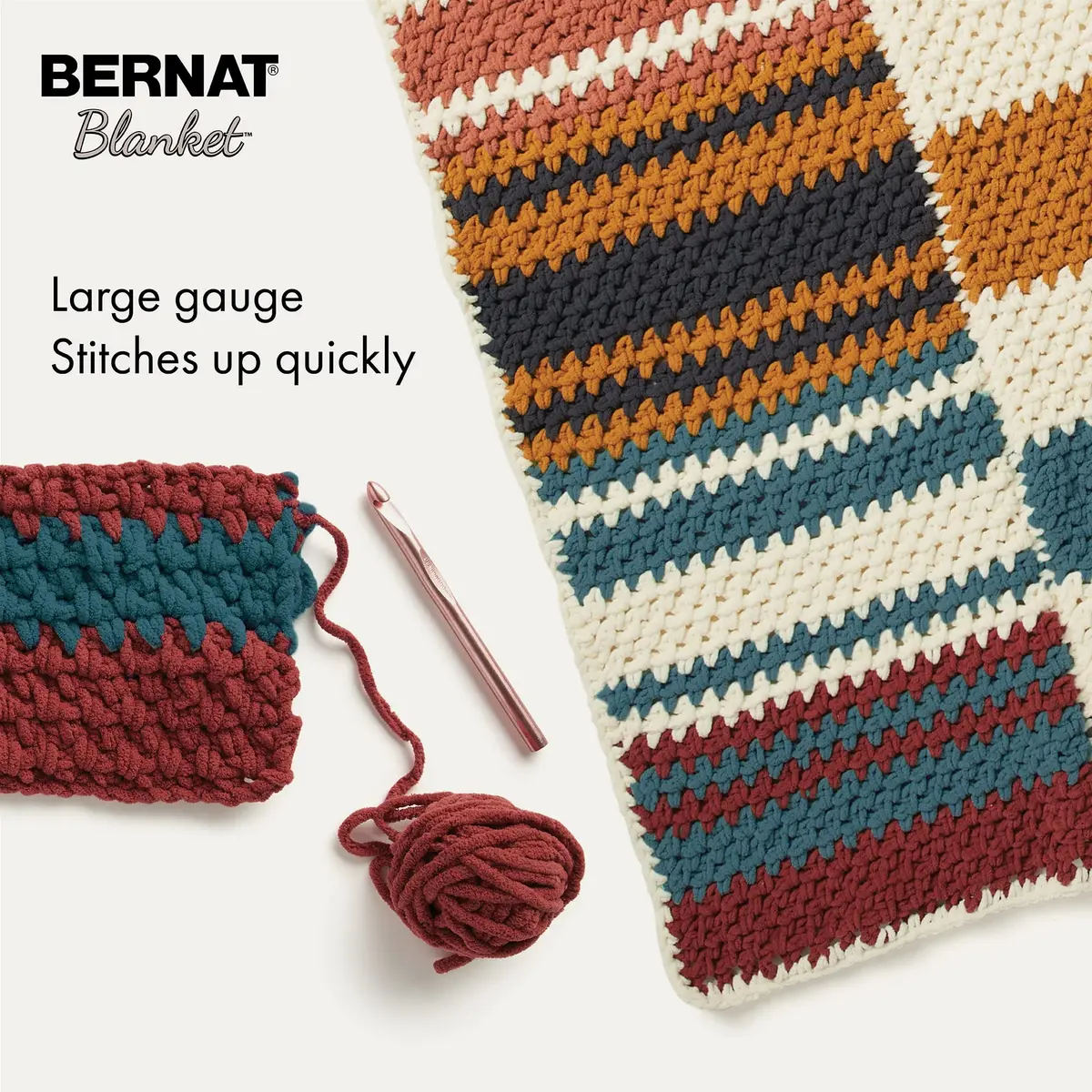Bernat Blanket Bright Yarn, School Bus Yellow | Super Bulky Polyester for Cozy Home Projects - view 3