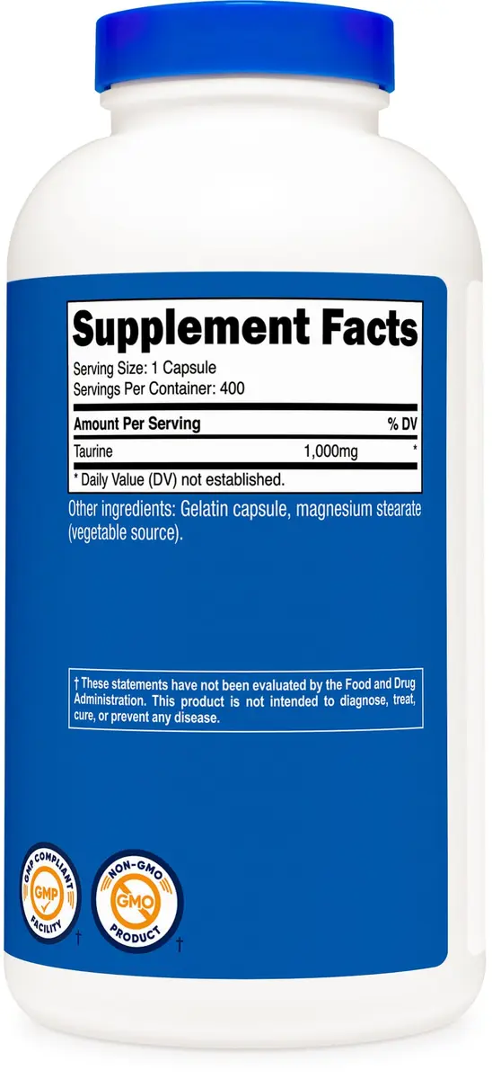 Nutricost Taurine 1000mg | Essential Amino Acid for Brain & Heart Support (70-120 chars) - view 5