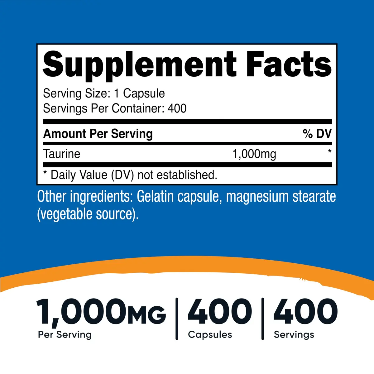 Nutricost Taurine 1000mg | Essential Amino Acid for Brain & Heart Support (70-120 chars) - view 2