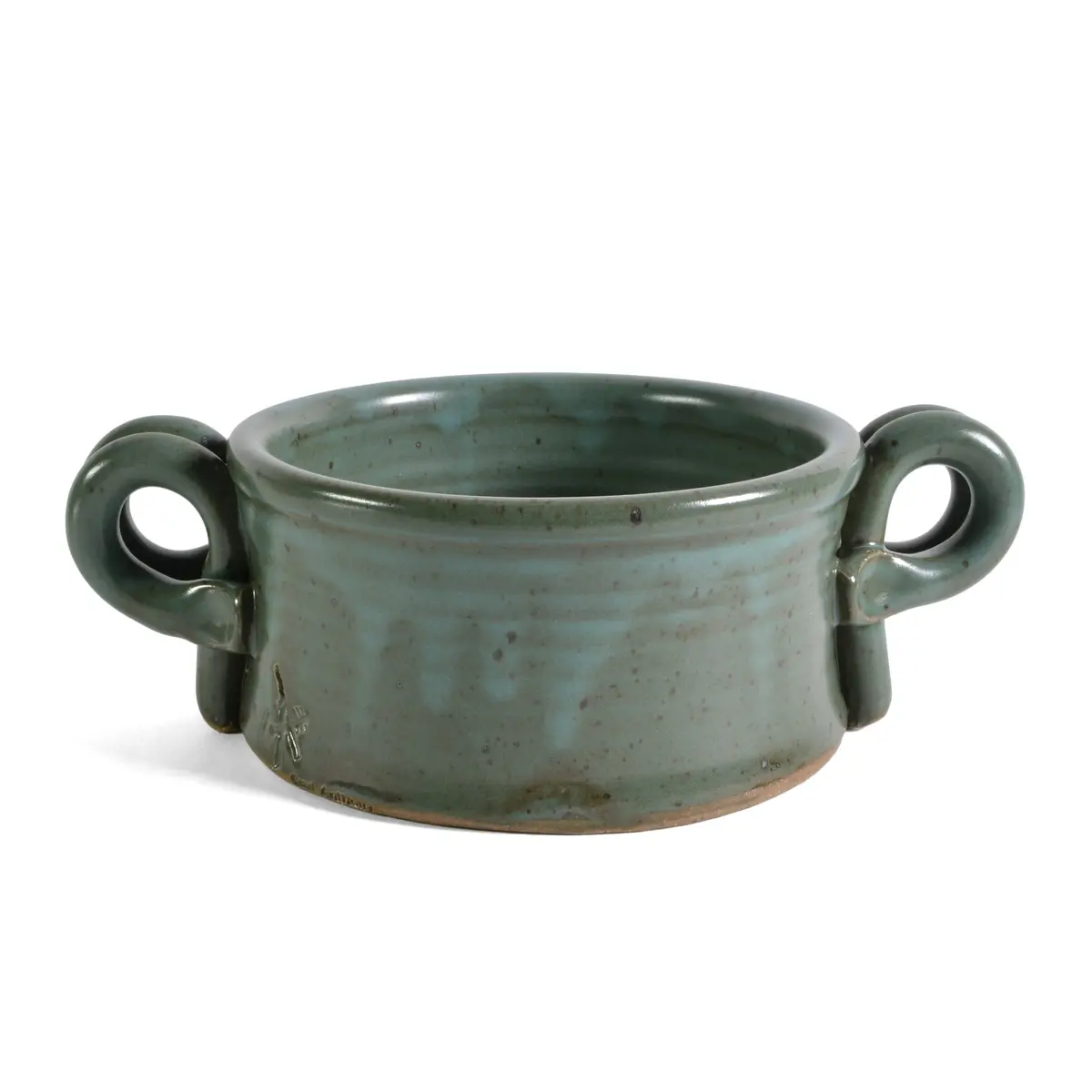Anthony Stoneware Handled Soup Crock, Teal | Handmade Western North Carolina - main product image