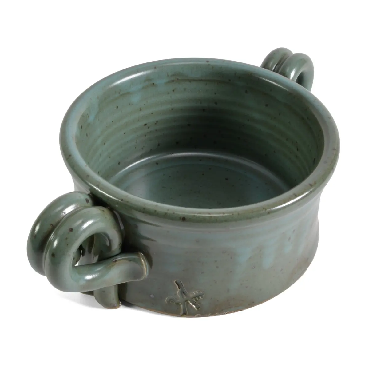 Anthony Stoneware Handled Soup Crock, Teal | Handmade Western North Carolina - view 2