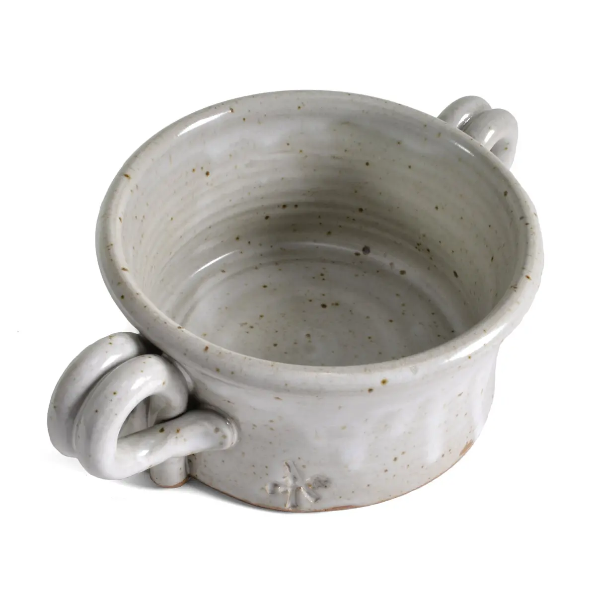 Anthony Stoneware Handled Soup Crock, White | Handmade 2-Cup Stoneware Bowl for Soups & Desserts - view 2
