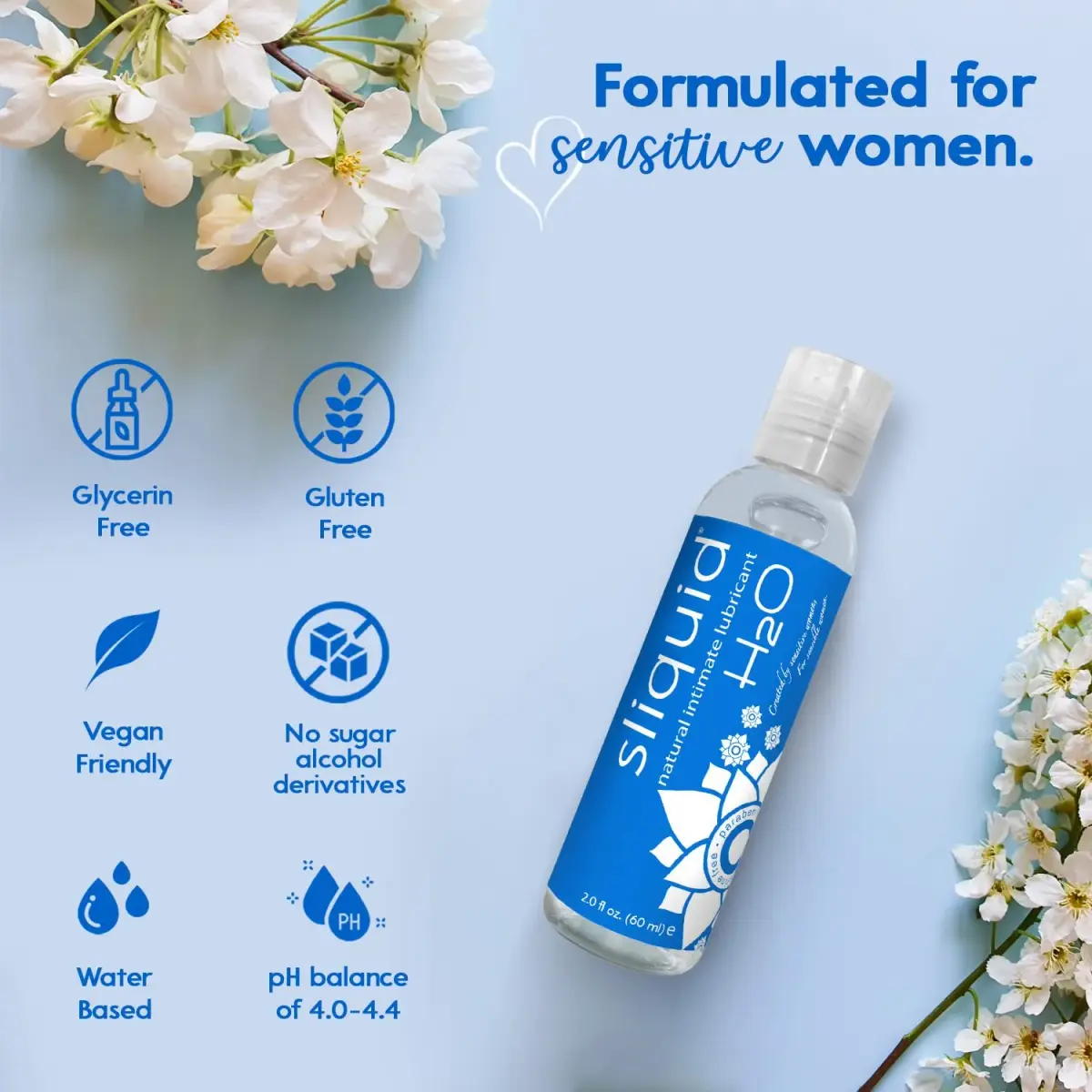 Sliquid H2O Water Based Lubricant 59ml (2 Fl Oz) | Glycerin-Free, Unscented, Natural Glide - view 4