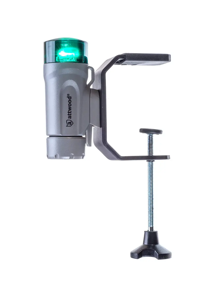 attwood Portable Navigation LED Light Kit, Marine Gray, Clamp-On Red/Green Bow and White Stern, 14194-7 | Rugged Marine Lighting for Small Boats - view 6