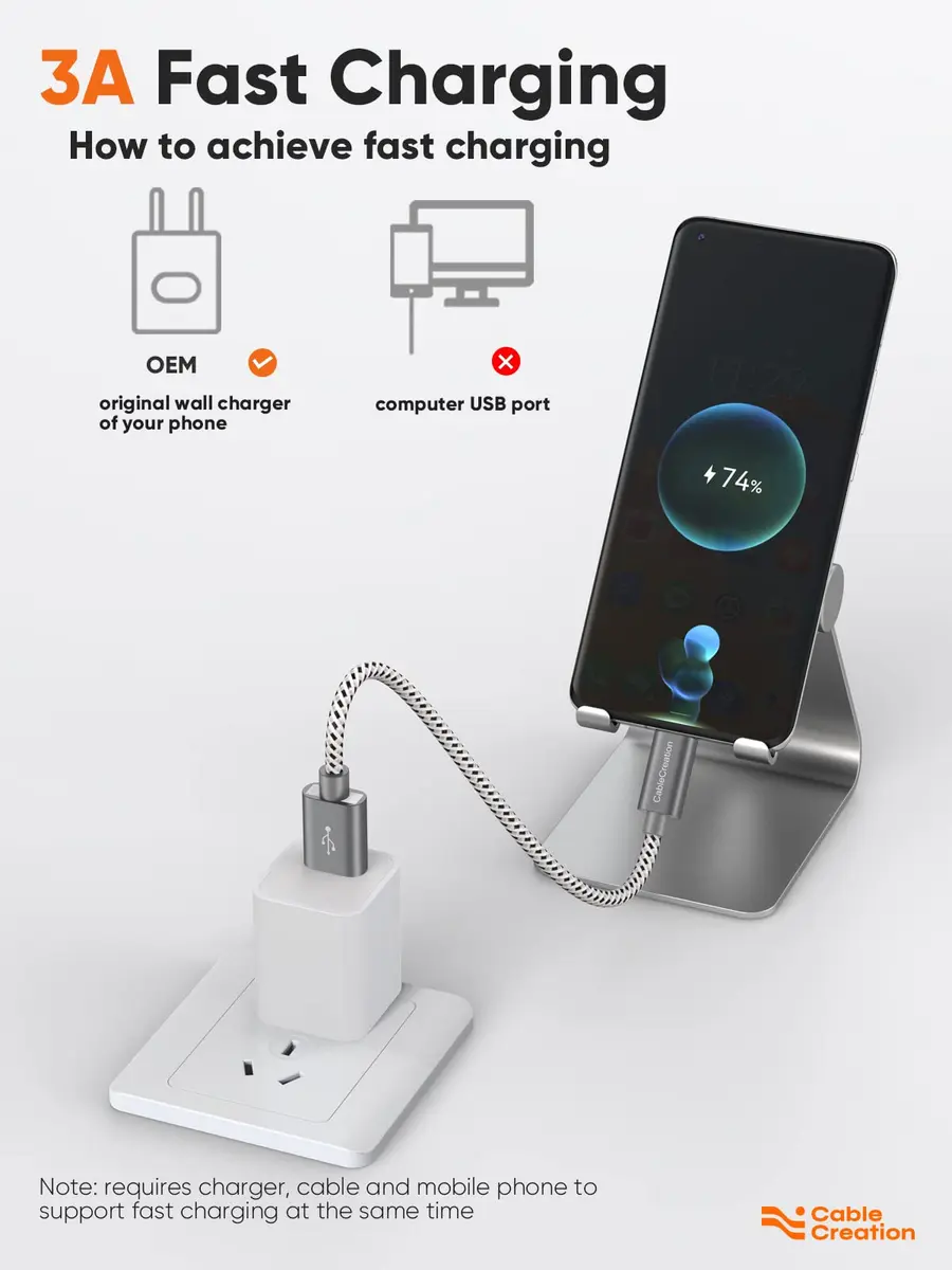 CableCreation USB C to USB A & USB A to Type C Data Cord 0.5FT | 3A Fast Charging & Sync - view 5