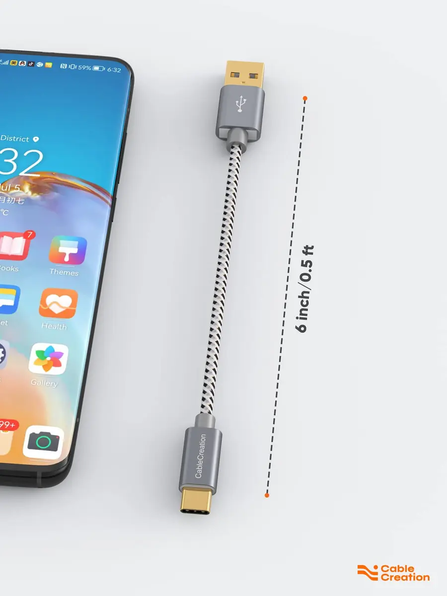 CableCreation USB C to USB A & USB A to Type C Data Cord 0.5FT | 3A Fast Charging & Sync - view 3