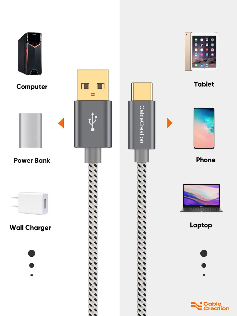 CableCreation USB C to USB A 4FT Cable | 3A Fast Charging & 480Mbps Data Transfer - view 8