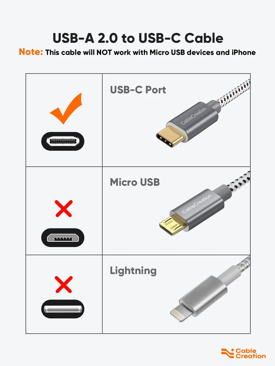 CableCreation USB C to USB A 4FT Cable | 3A Fast Charging & 480Mbps Data Transfer - view 2