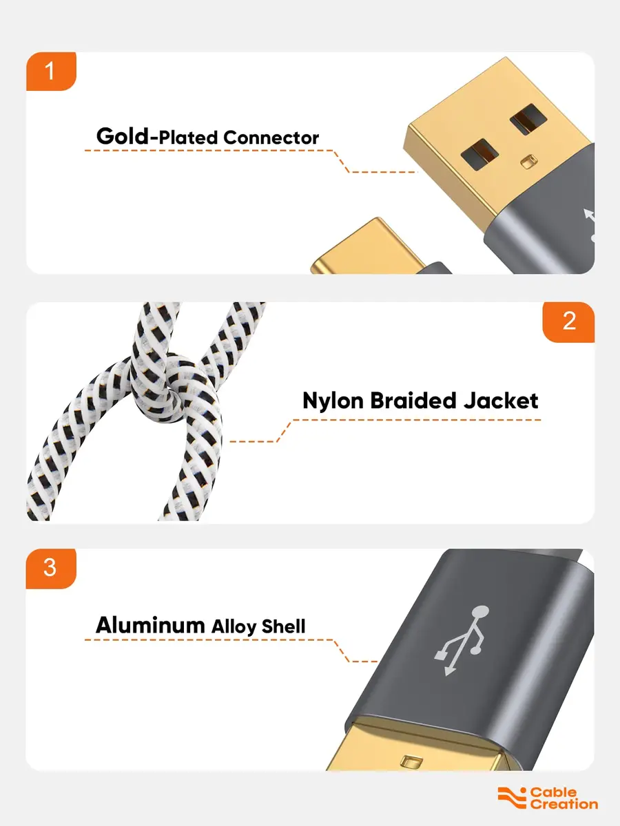 CableCreation USB C to USB A 4FT Cable | 3A Fast Charging & 480Mbps Data Transfer - view 4