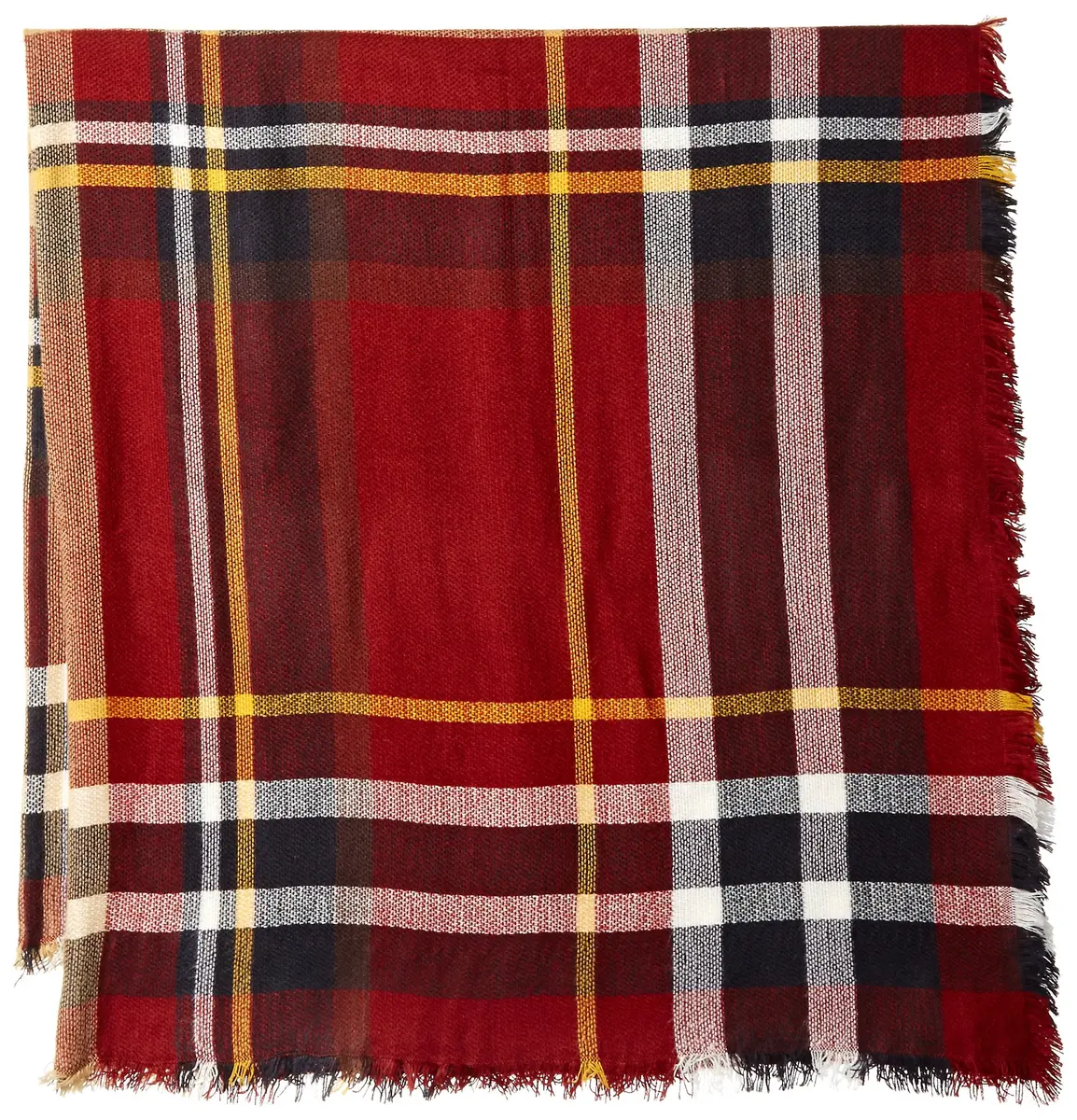 LF FIRDIENZE Oversized Square Plaid Scarf in Red | Versatile Wrap for Women - view 2
