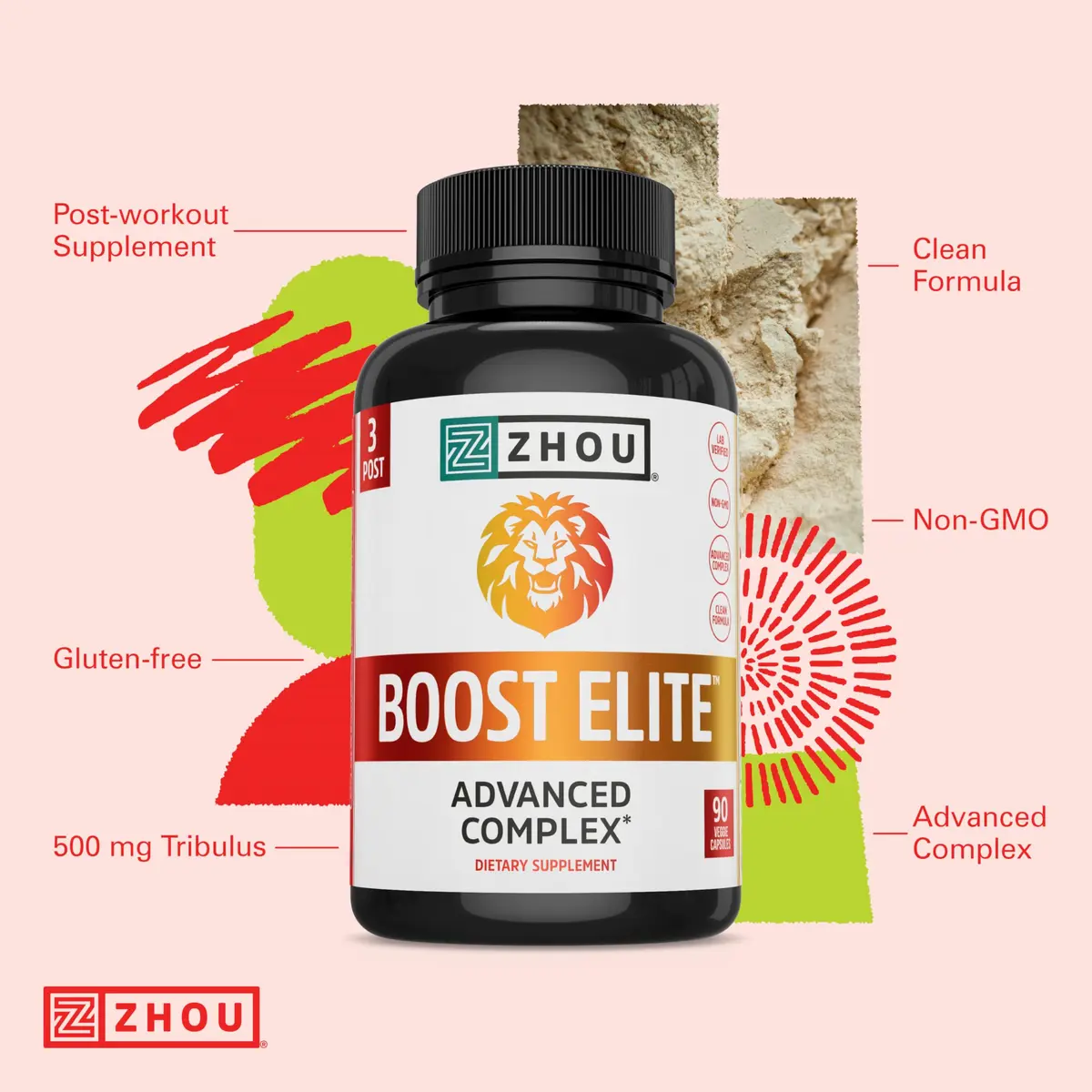 ZHOU Boost Elite Energy Supplement 90 Veggie Caps | Natural Stamina & Vitality Support - view 4