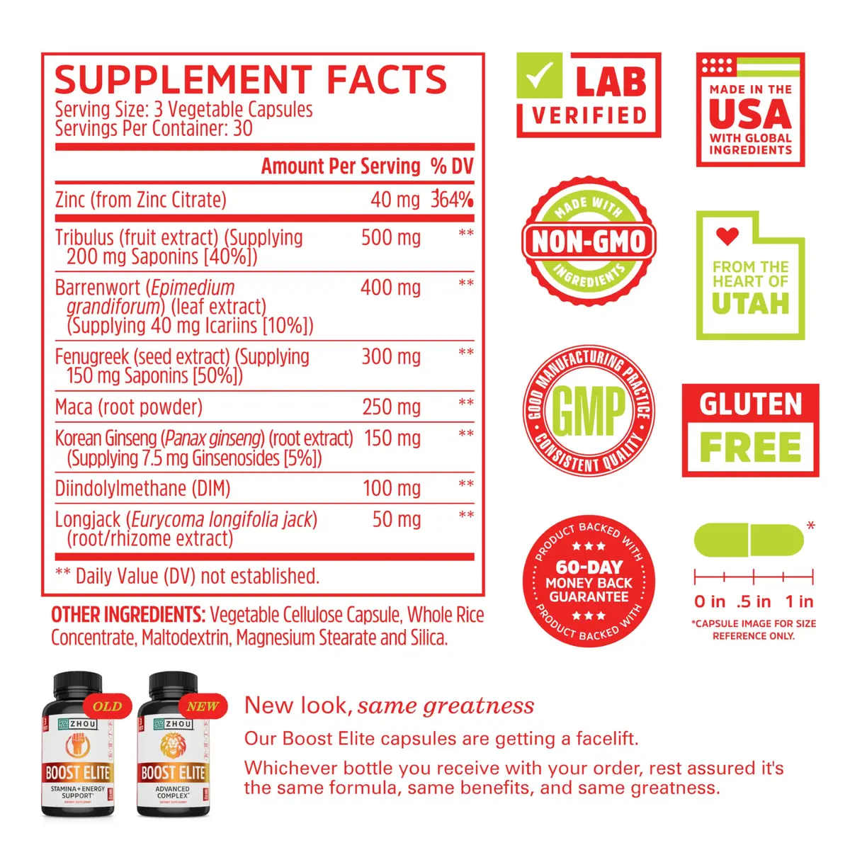ZHOU Boost Elite Energy Supplement 90 Veggie Caps | Natural Stamina & Vitality Support - view 2