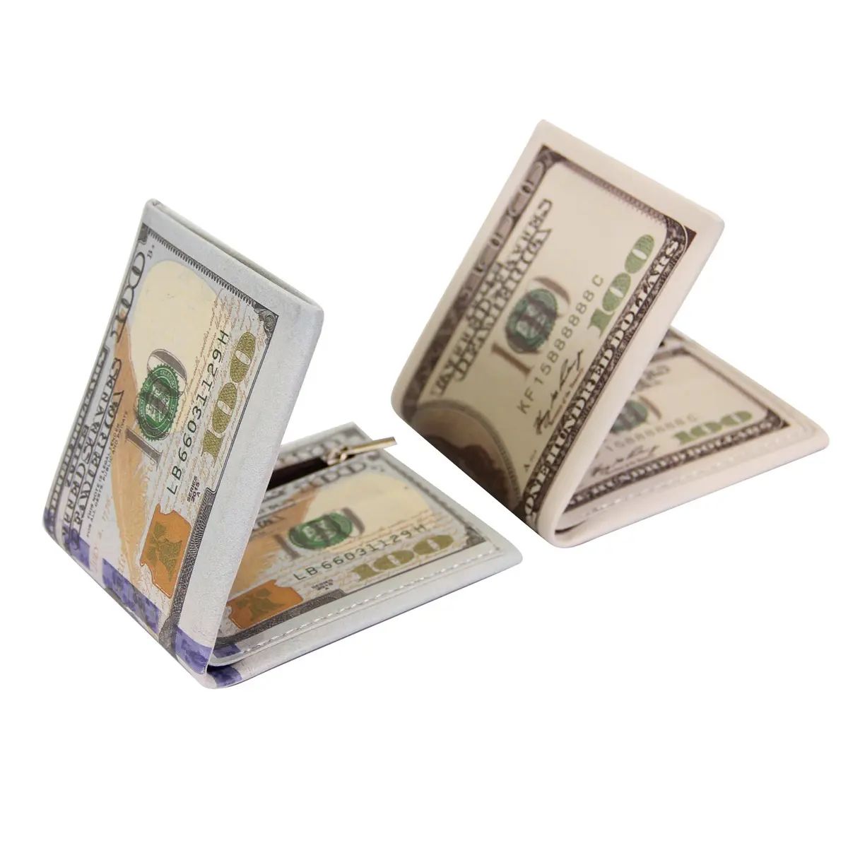 LUI SUI Men's Bi-Fold Wallet with 100 Dollar Print | PU Leather, 4 Card Slots, Zipper Pocket (11.4cm x 9.5cm) - view 6