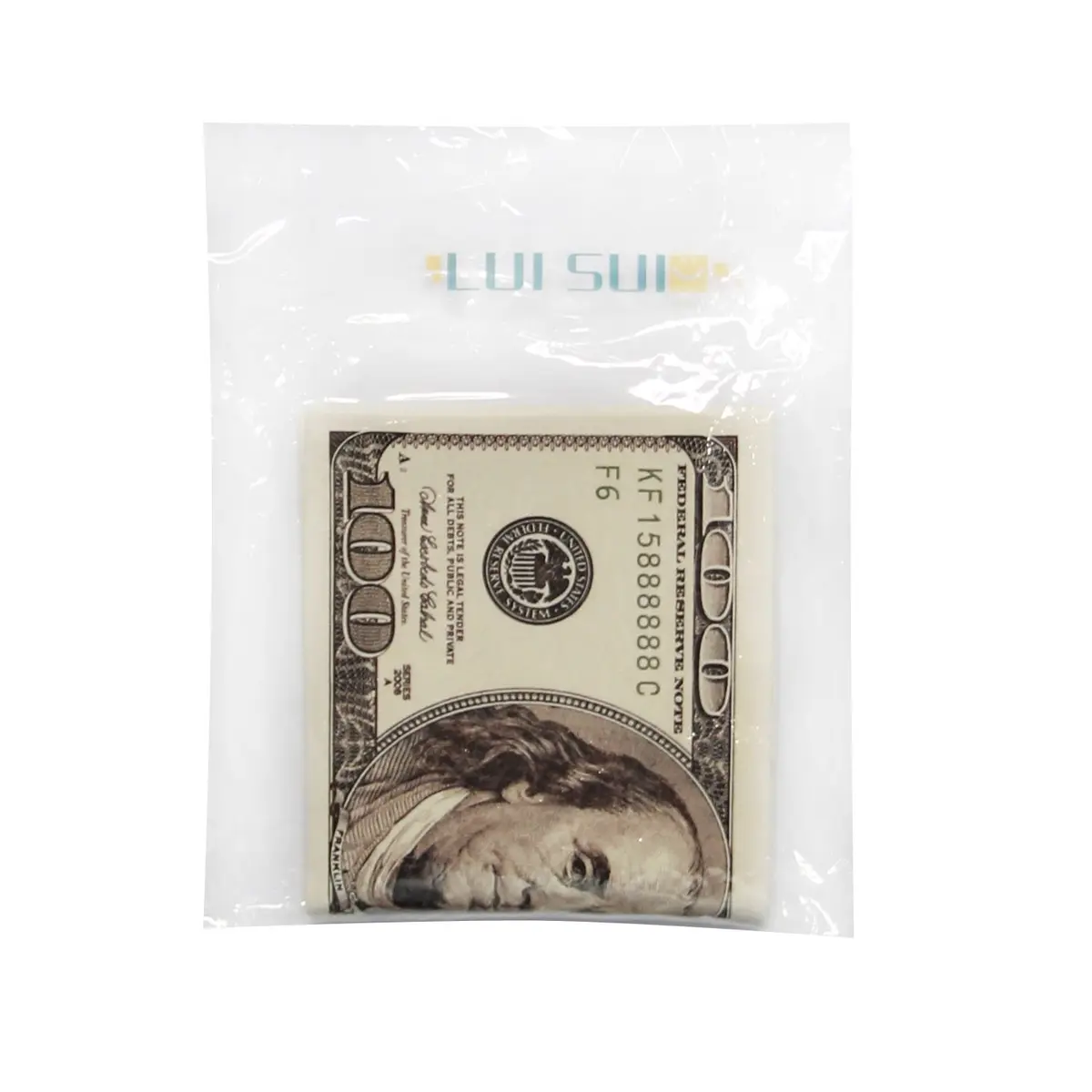 LUI SUI Men's Bi-Fold Wallet with 100 Dollar Print | PU Leather, 4 Card Slots, Zipper Pocket (11.4cm x 9.5cm) - view 7