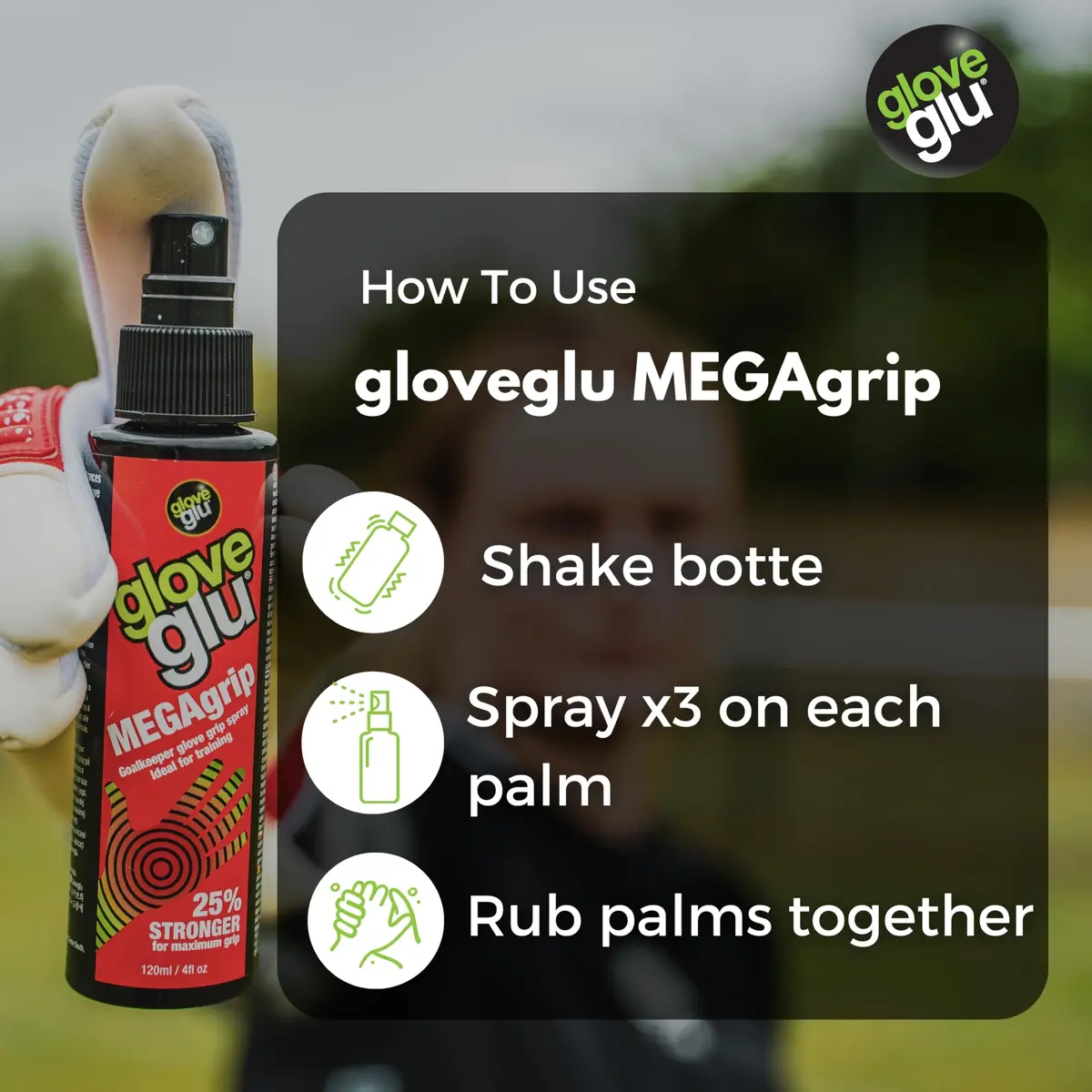 Gloveglu MEGAgrip Goalkeeper Glove Grip Spray 118ml (4 fl. oz) | Enhanced Catching & Ball Control - view 5