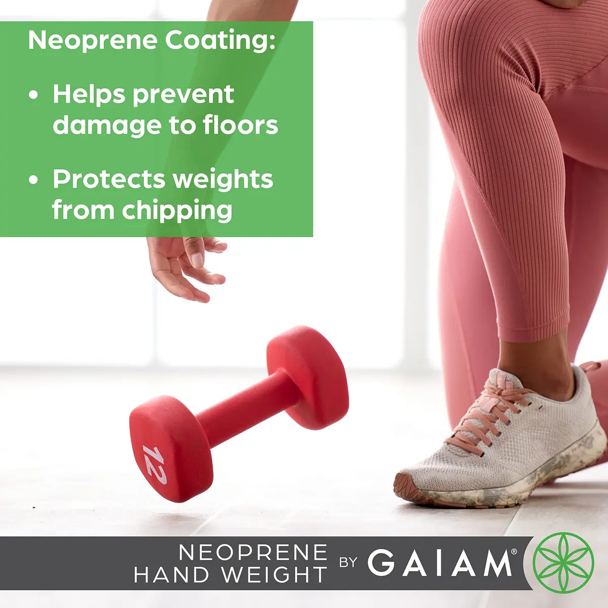 Gaiam Neoprene Dumbbell Hand Weight 3lb | Non-Slip, Hexagon Shape, Sold Singly - view 4